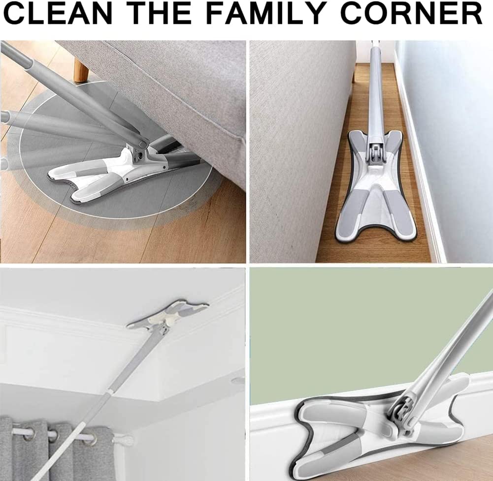 4874 X Shape Mop Or Floor Cleaning Hands-free Squeeze Microfiber Flat Mop System 360 Flexible Head Wet And Dry Mop For Home Kitchen With 1 Super-absorbent Microfiber Pads.