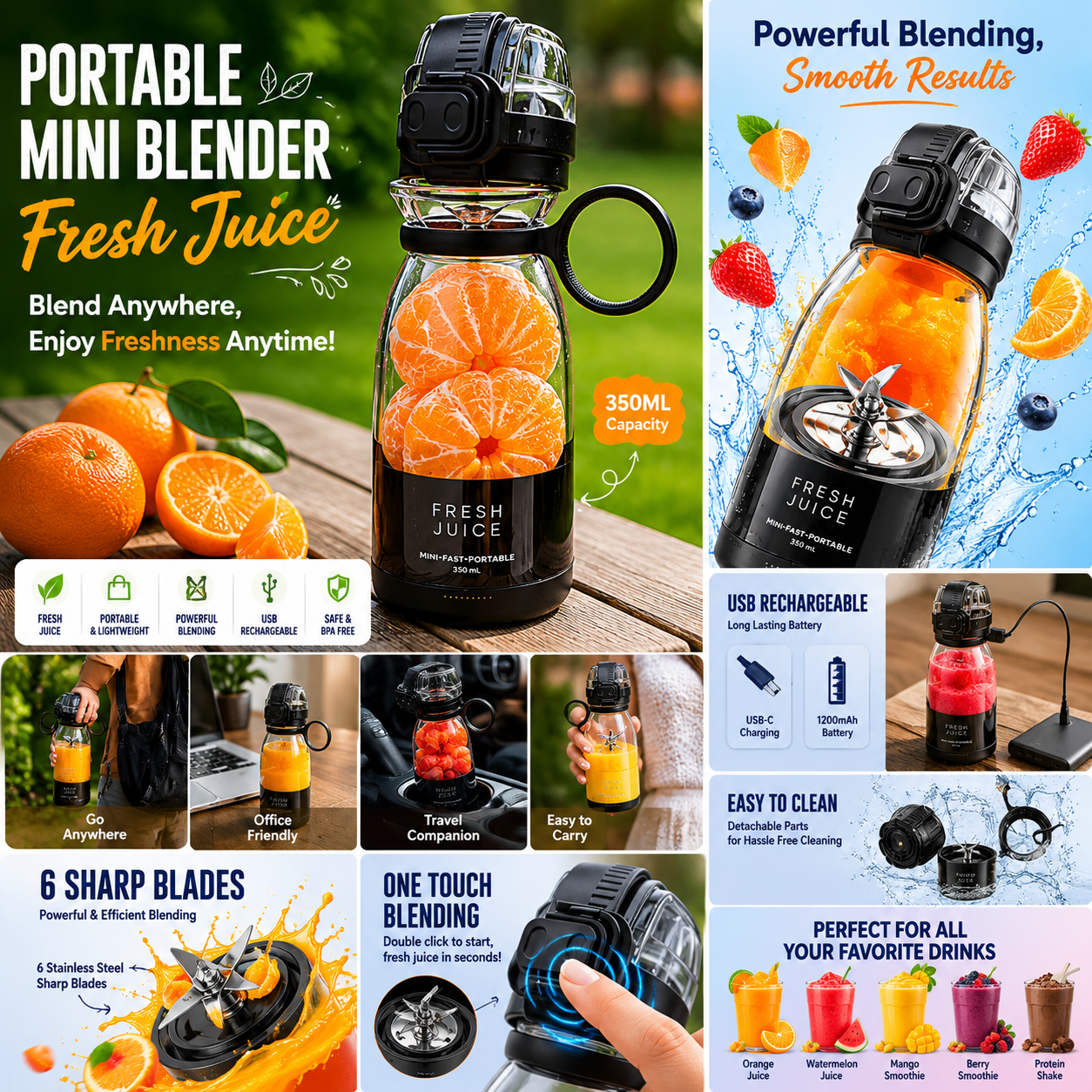 Portable Mini Blender for Fresh Juice